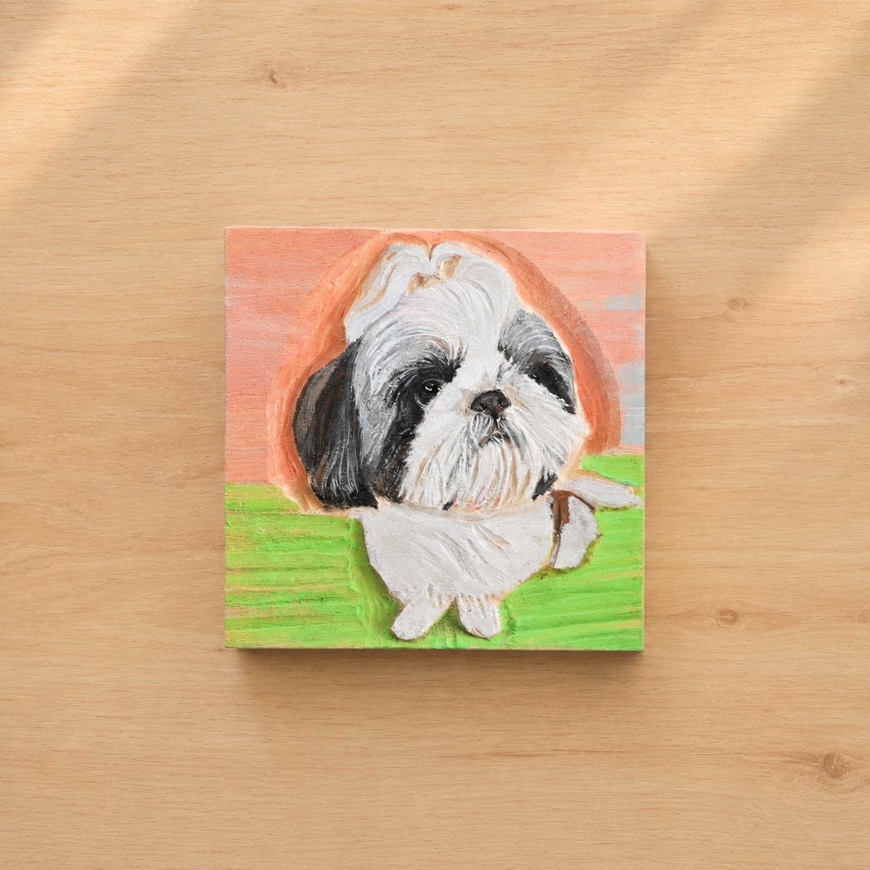 Hand-carved single pet portrait